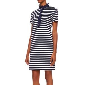 Tory Burch Lidia Stripe Ruffle Color Polo Shirt Dress